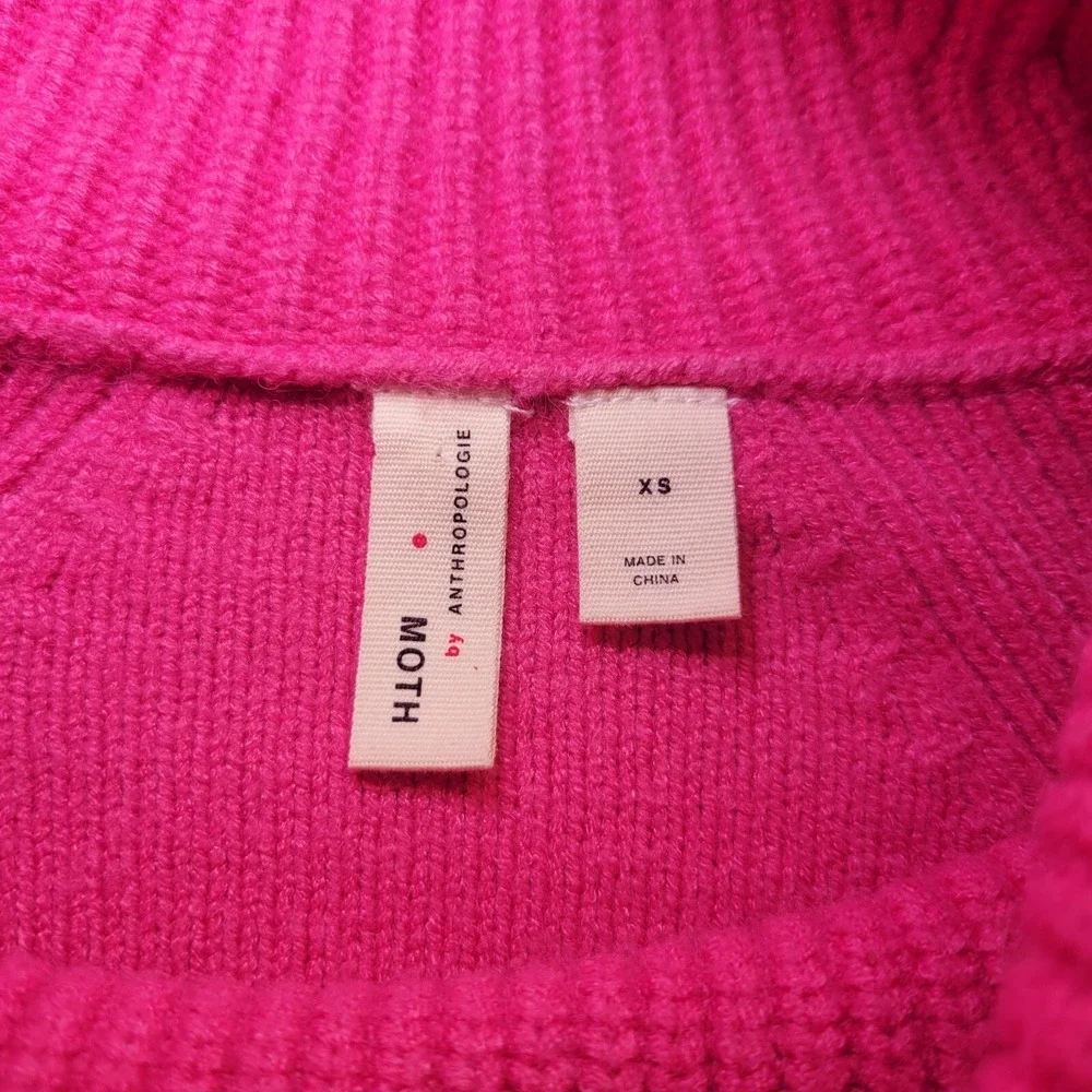 Moth Anthropologie‎ Pink Cowl Neck Sweater XS Curved Hem Pullover O